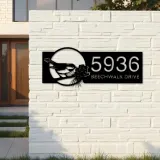 Custom Metal Bird with pinecone Metal Address Sign, House number, Outdoor Number Signage, Yard Sign Address Plate