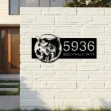 Custom Metal Bass fishing rod bait hook Metal Address Sign, House number, Outdoor Number Signage, Yard Sign Address Plate