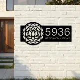 Custom Metal Manlada lotus Metal Address Sign, House number, Outdoor Number Signage, Yard Sign Address Plate