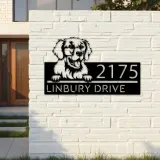 Custom Metal Kuvazs dog Puppy Metal Address Sign House number Hanging Address Plaque Yard Sign Outdoor decor
