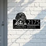 Custom Metal Bobtail dog US flag glasses Metal Address Sign House number Hanging Address Plaque Yard Sign Outdoor decor