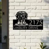 Custom Metal Great Dane dog US flag glasses Metal Address Sign House number Hanging Address Plaque Yard Sign Outdoor decor