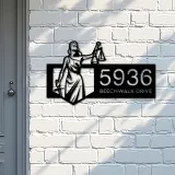 Custom Metal Lady Justice Themis lawyer Metal Address Sign, House number, Outdoor Number Signage, Yard Sign Address Plate