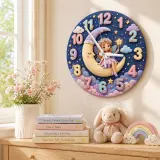 Magical Fairy Moon Kids Room Wall Clock
