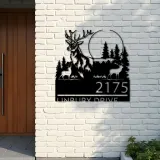 Custom Metal Elk deer wildlife scene Metal Address Sign, House number, Outdoor Number Signage, Yard Sign Address Plate