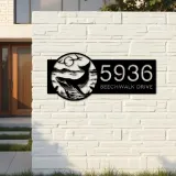 Custom Metal Blue whale Metal Address Sign Custom Hanging Address Plaque House number Yard Sign Outdoor Sign