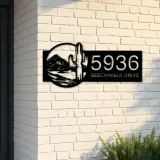 Custom Metal Cactus mountain scene wild life Metal Address Sign, House number, Outdoor Number Signage, Yard Sign Address Plate