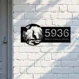 Custom Metal Heron on Lake Metal Address Sign Custom House number Hanging Address Plaque Yard Sign Outdoor
