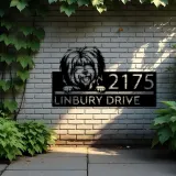 Custom Metal Tibetan Terrier dog Puppy Metal Address Sign House number Hanging Address Plaque Yard Sign Outdoor decor