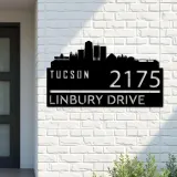 Custom Metal Tucson city skyline Metal Address Sign Hanging Address Plaque house number Yard Outdoor Sign