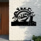 Custom Metal Mechanic tools carpenter Metal Address Sign, House number, Outdoor Number Signage, Yard Sign Address Plate