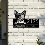Custom Metal Chinese Crested dog US glasses Metal Address Sign House number Hanging Address Plaque Yard Sign Outdoor decor