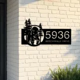 Custom Metal Bison forest wild life Metal Address Sign, House number, Outdoor Number Signage, Yard Sign Address Plate