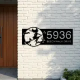 Custom Metal Witch and black cat flying halloween Metal Address Sign House number Hanging Address Plaque Yard Outdoor Sign