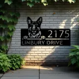 Custom Metal German Shepherd dog Puppy Metal Address Sign House number Hanging Address Plaque Yard Sign Outdoor decor