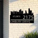 Custom Metal Atlanta city skyline Metal Address Sign Hanging Address Plaque house number Yard Outdoor Sign