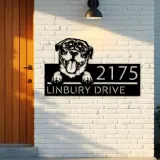 Custom Metal Rottweiler dog Puppy Metal Address Sign House number Hanging Address Plaque Yard Sign Outdoor decor