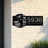Custom Metal Lineman on a pole US flag Metal Address Sign, House number, Outdoor Number Signage, Yard Sign Address Plate