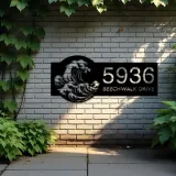 Custom Metal Wave Metal Address Sign, House number, Outdoor Number Signage, Yard Sign Address Plate