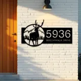 Custom Metal Deer wild life mountain forest Metal Address Sign, House number, Outdoor Number Signage, Yard Sign Address Plate