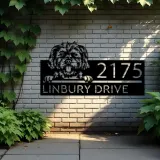 Custom Metal Morkie dog Cute puppy Metal Address Sign House number Hanging Address Plaque Yard Sign Outdoor decor