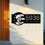 Custom Metal American Nurse Wearing Mask Metal Address Sign, House number, Outdoor Number Signage, Yard Sign Address Plate