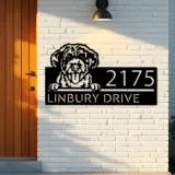 Custom Metal Portuguese Water Dog Cute puppy Metal Address Sign House number Hanging Address Plaque Yard Sign Outdoor decor
