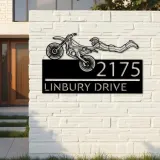 Custom Metal Motocross dirtbike biker Metal Address Sign, House number, Outdoor Number Signage, Yard Sign Address Plate
