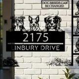 Custom Metal peeking dogs puppy Metal Address Sign House number Hanging Address Plaque Yard Sign Outdoor decor