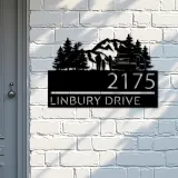 Custom Metal Camping trailer mountain pine tree Metal Address Sign, House number, Outdoor Number Signage, Yard Sign Address Plate