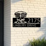 Custom Metal Schnauzer dog US flag glasses Metal Address Sign House number Hanging Address Plaque Yard Sign Outdoor decor