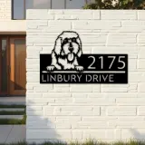 Custom Metal Goldendoodle dog Puppy Metal Address Sign House number Hanging Address Plaque Yard Sign Outdoor decor