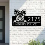 Custom Metal Yorkshire Dog Cute puppy Metal Address Sign House number Hanging Address Plaque Yard Sign Outdoor decor