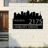Custom Metal Phoenix city skyline Metal Address Sign Hanging Address Plaque house number Yard Outdoor Sign