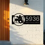 Custom Metal Drummer Drum player musician Metal Address Sign, House number, Outdoor Number Signage, Yard Sign Address Plate
