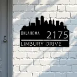 Custom Metal Oklahoma city skyline Metal Address Sign Hanging Address Plaque house number Yard Outdoor Sign