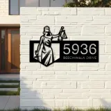 Custom Metal Lady Justice Themis lawyer Metal Address Sign, House number, Outdoor Number Signage, Yard Sign Address Plate