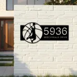 Custom Metal Basketball player Metal Address Sign, House number, Outdoor Number Signage, Yard Sign Address Plate