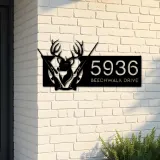Custom Metal Deer hunting Metal Address Sign, House number, Outdoor Number Signage, Yard Sign Address Plate002