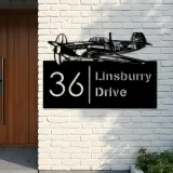 Custom Metal Airplane pilot aircraft Metal Address Sign, House number, Outdoor Number Signage, Yard Sign Address Plate