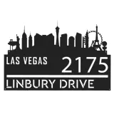 Custom Metal Las Vegas city skyline Metal Address Sign Hanging Address Plaque house number Yard Outdoor Sign