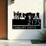 Custom Metal Dogs Cute puppy Metal Address Sign House number Hanging Address Plaque Yard Sign Outdoor decor