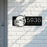 Custom Metal Hummingbird Floral Wreath Metal Address Sign, House number, Outdoor Number Signage, Yard Sign Address Plate