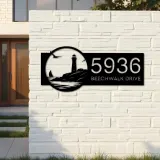 Custom Metal Lighthouse Metal Address Sign, House number, Outdoor Number Signage, Yard Sign Address Plate001