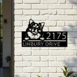 Custom Metal Chihuahua Long haired dog Puppy Metal Address Sign House number Hanging Address Plaque Yard Sign Outdoor decor