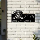 Custom Metal Golden Retriever dog US glasses Metal Address Sign House number Hanging Address Plaque Yard Sign Outdoor decor
