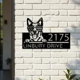 Custom Metal Australian Cattle dog US glasses Metal Address Sign House number Hanging Address Plaque Yard Sign Outdoor decor