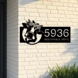 Custom Metal Floral Cow Ranch farmhouse farm animal Metal Address Sign, House number, Outdoor Number Signage, Yard Sign Address Plate