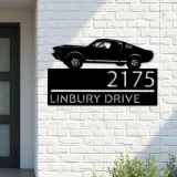 Custom Metal Muscle sport car Metal Address Sign, House number, Outdoor Number Signage, Yard Sign Address Plate