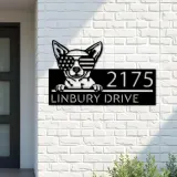 Custom Metal Chihuahua dog US flag glasses Metal Address Sign House number Hanging Address Plaque Yard Sign Outdoor decor